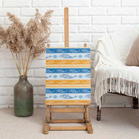 Anguilla Dolphins Pattern Canvas Wall Art Orange And Blue