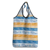 Anguilla Dolphins Pattern Grocery Bag Orange And Blue
