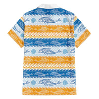 Anguilla Dolphins Pattern Hawaiian Shirt Orange And Blue