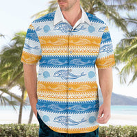 Anguilla Dolphins Pattern Hawaiian Shirt Orange And Blue