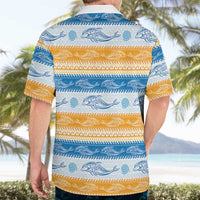 Anguilla Dolphins Pattern Hawaiian Shirt Orange And Blue