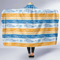 Anguilla Dolphins Pattern Hooded Blanket Orange And Blue