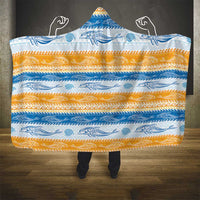 Anguilla Dolphins Pattern Hooded Blanket Orange And Blue
