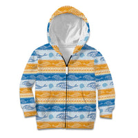 Anguilla Dolphins Pattern Kid Hoodie Orange And Blue