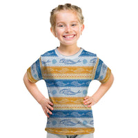 Anguilla Dolphins Pattern Kid T Shirt Orange And Blue