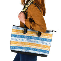 Anguilla Dolphins Pattern Leather Tote Bag Orange And Blue
