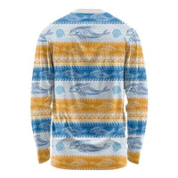Anguilla Dolphins Pattern Long Sleeve Shirt Orange And Blue