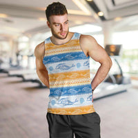 Anguilla Dolphins Pattern Men Tank Top Orange And Blue