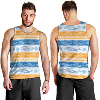 Anguilla Dolphins Pattern Men Tank Top Orange And Blue