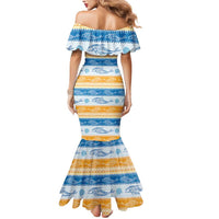Anguilla Dolphins Pattern Mermaid Dress Orange And Blue