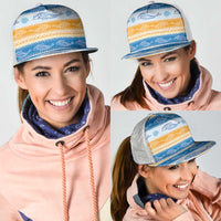 Anguilla Dolphins Pattern Mesh Trucker Cap Orange And Blue - Wonder Print Shop