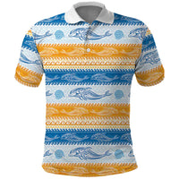Anguilla Dolphins Pattern Polo Shirt Orange And Blue