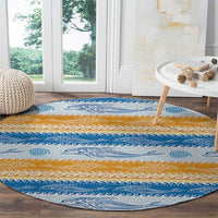 Anguilla Dolphins Pattern Round Carpet Orange And Blue