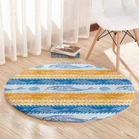 Anguilla Dolphins Pattern Round Carpet Orange And Blue