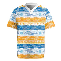 Anguilla Dolphins Pattern Rugby Jersey Orange And Blue