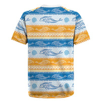 Anguilla Dolphins Pattern Rugby Jersey Orange And Blue