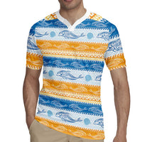 Anguilla Dolphins Pattern Rugby Jersey Orange And Blue