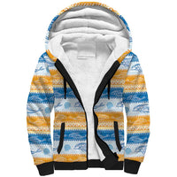 Anguilla Dolphins Pattern Sherpa Hoodie Orange And Blue