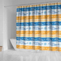 Anguilla Dolphins Pattern Shower Curtain Orange And Blue