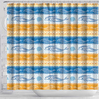 Anguilla Dolphins Pattern Shower Curtain Orange And Blue