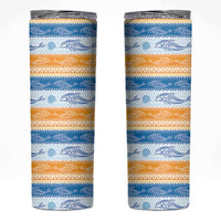Anguilla Dolphins Pattern Skinny Tumbler Orange And Blue