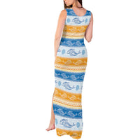 Anguilla Dolphins Pattern Tank Maxi Dress Orange And Blue