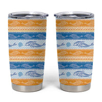 Anguilla Dolphins Pattern Tumbler Cup Orange And Blue