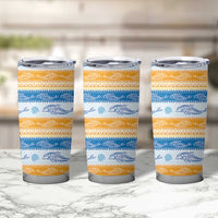 Anguilla Dolphins Pattern Tumbler Cup Orange And Blue