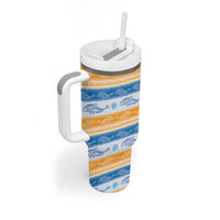 Anguilla Dolphins Pattern Tumbler With Handle Orange And Blue