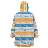 Anguilla Dolphins Pattern Wearable Blanket Hoodie Orange And Blue