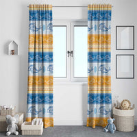 Anguilla Dolphins Pattern Window Curtain Orange And Blue