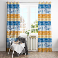 Anguilla Dolphins Pattern Window Curtain Orange And Blue