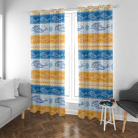 Anguilla Dolphins Pattern Window Curtain Orange And Blue