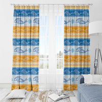 Anguilla Dolphins Pattern Window Curtain Orange And Blue