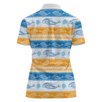 Anguilla Dolphins Pattern Women Polo Shirt Orange And Blue