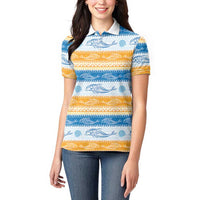Anguilla Dolphins Pattern Women Polo Shirt Orange And Blue