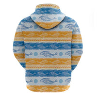 Anguilla Dolphins Pattern Zip Hoodie Orange And Blue