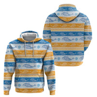 Anguilla Dolphins Pattern Zip Hoodie Orange And Blue