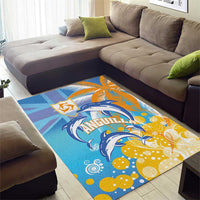 Anguilla 3 Dolphins Area Rug Summer Stylized