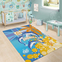 Anguilla 3 Dolphins Area Rug Summer Stylized