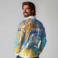 Personalised Anguilla 3 Dolphins Long Sleeve Polo Shirt Summer Stylized