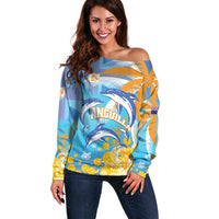 Personalised Anguilla 3 Dolphins Off Shoulder Sweater Summer Stylized