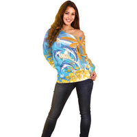 Personalised Anguilla 3 Dolphins Off Shoulder Sweater Summer Stylized