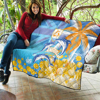 Anguilla 3 Dolphins Quilt Summer Stylized