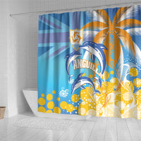 Anguilla 3 Dolphins Shower Curtain Summer Stylized