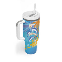 Personalised Anguilla 3 Dolphins Tumbler With Handle Summer Stylized