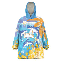 Personalised Anguilla 3 Dolphins Wearable Blanket Hoodie Summer Stylized