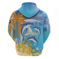 Personalised Anguilla 3 Dolphins Zip Hoodie Summer Stylized