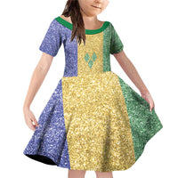 Saint Vincent and the Grenadines Vincy Mas Family Matching Off Shoulder Short Dress and Hawaiian Shirt SVG Glitter Color Style - Wonder Print Shop