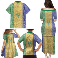 Saint Vincent and the Grenadines Vincy Mas Family Matching Puletasi and Hawaiian Shirt SVG Glitter Color Style - Wonder Print Shop